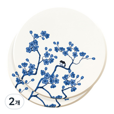 전통 규조토 컵받침 2P 세트 - 국산 티코스터 / 옐로우데이, 2개, 백자매화