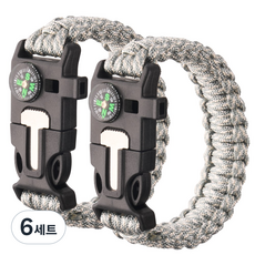 타닥 파라코드 팔찌 아웃도어 캠핑 등산 나침반 응급 구조 생존 팔찌, 6세트, C-5