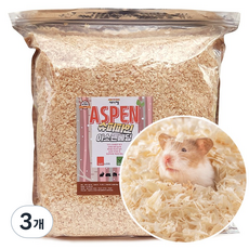 제이펫 슈퍼파인 아스펜베딩 슬라이스 더스트-프리 먼지없는 비압축 햄스터베딩 고슴도치베딩, 3개, 1kg