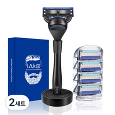 라키 5+1중날 프리미엄 면도기 세트, 2세트, 면도핸들1입+면도날4입+스탠드1개