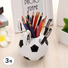 소소무역 축구공 연필꽂이 펜꽂이 책상 다용도 정리함, 3개, 블랙앤화이트