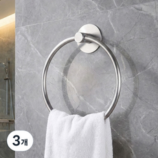 무타공 접착 304 스텐 욕실 수건걸이, 실버, 3개