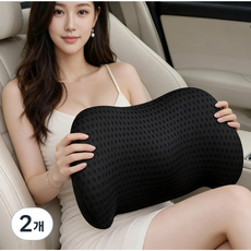 Mayho 자동차 허리쿠션 메쉬 사무실 의자 요추쿠션 차량용 메모리폼 등받이 쿠션, 2개, 블랙