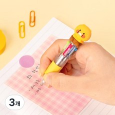 카카오프렌즈 미니 피규어 4색 볼펜 0.7mm, 3개, 춘식이