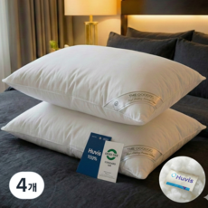 담은일상 휴비스 5성급 호텔 베개 빨아쓰는 지퍼형 높이조절 무형광, 4개, 화이트