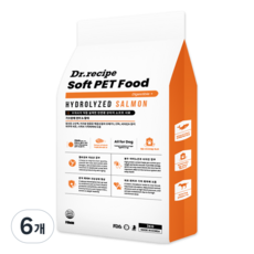 닥터 레시피 전연령 기호성 좋은 강아지 소프트 사료, 3kg, 6개, 연어