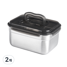 키친플라워 플라워락 국산 304 스텐 김치통 밀폐 핸디형, 2개, 3.6L