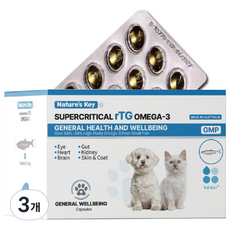 네이쳐스키 반려동물 초고순도 98% 알티지 오메가3, 3개, 피부/피모, 90정