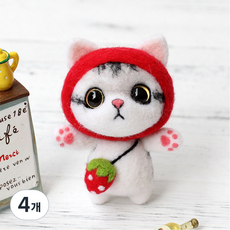 양모펠트 DIY키트 니들펠트 인형 공예 만들기 애착인형, 4개