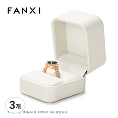 FANXI 보석 상자 보석 정리함 반지 귀걸이 목걸이 펜던트 팔찌 보관함 포장 상자 선물 케이스 결혼식용 벨벳/PU 가죽 둥근 모서리 보석 보관함 하얀색, 3개, H16001반지 케이스