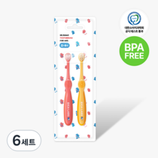 BPA FREE 에이카랩스 어린이 유아 코뿔소 칫솔 2종 만2세 이상 초등학교 저학년 유치원 어린이집, B타입(노랑+분홍), 6세트, 2개입 B타입(노랑+분홍), 6세트, 2개입