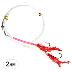리얼히트 아가미 갈치 텐빈 쌍바늘 채비 아이보리 핑크, 2세트, 5개입