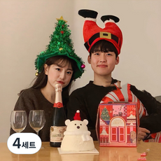 크리스마스 트리+산타 모자 2종 세트, 4세트, 1color