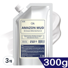 GIK 아마존 화이트 병풀 티트리 모공 피지 흡착 딥 케어 머드 워시오프 클레이 마스크 팩, 1개입, 300g, 3개