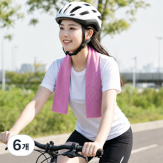 스포츠 아이스 냉감 쿨 타올, 6개, 핑크