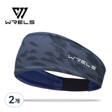 WRELS 초경량 스포츠 헤드밴드 고탄력 3중 흡한속건 미끄럼방지 남녀공용 등산 캠핑 러닝 여름용, 2개, 남색