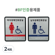 화장실표지판 점자표찰 촉지판, 2세트, 남여장애인화장실세트(남장화1개,여장화1개)