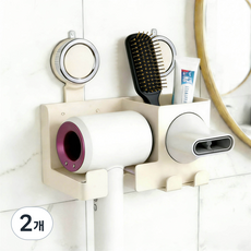 욕실 다이슨 드라이기 거치대 무타공 마그네틱 흡착식 수납형, 화이트, 2개
