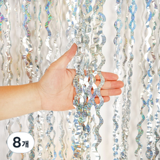 파티짱 웨이브 홀로그램 파티 커튼 장식 포토존 배경, 웨이브 파티커튼 (홀로그램 실버), 8개
