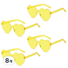 올리브파티 하트 안경 선글라스 파티 용품 안경 선글라스 파티 용품, 8개, 레몬