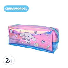 산리오정품 슬림 사각필통 캐릭터 파우치 학생 여아 필통 홀로그, 2개, 시나모롤
