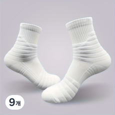 오피모 스포츠 러닝양말 기능성 더블 쿠션 남성 여성, 9개, 화이트