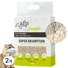 All For Paws 고양이 6in1 혼합 두부모래 2.8kg 1.5mm 가는입자 변기에 버리는 탈취 냄새 먼지없는 모래, 2개, 6L, 오리지날향