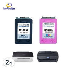 삼성 M180 C180 M180XL SL-J1660 SL-J1663 SL-J1665 비정품잉크, 2개, 검정 컬러 묶음 표준3배 대용량