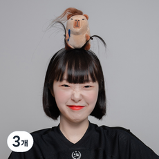 말랑마쥬 인싸템 캐릭터 파티 머리띠, 3개, 카피바라_브라운