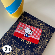 키티 카드스티커 교통카드스티커 카드꾸미기, 3개, 레드체크