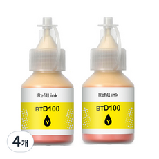 훼이머스신곡점 브라더 BTD100 호환용 무한잉크 DCP-T730DW/T536DW/T436W/T236/T830DW/MFC-T930DW/T935DW, 4개, 노랑