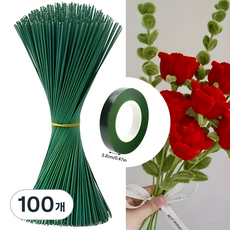 꽃철사 지철사 꽃공예 꽃꽂이 꽃줄기 식물줄기 철사공예 조화 꽃만들기재료 인공줄기 두꺼운철사 꽃대 원예용 철사 화훼용 와이어 조화 꽃다발 화환 부케 식물 지지대 실내장식 인테리어소품, 100개