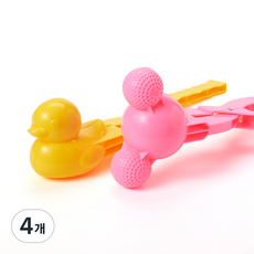 나인플로우 대형 38cm 스노우볼 메이커 세트 8종 (엠플로우 3세 이상 KC 인증 제품) 눈놀이 모래놀이 눈오리 집게, 오리+마우스 2종 세트, 4개, 혼합색상, 200g