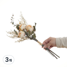 포포픽 조화 호텔 리빙 소품 식탁장식까지 고급스러운 스타티스 유칼립투스 데이지 프리미엄 꽃다발, 3개, 아이보리&연핑크