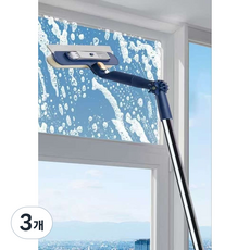 유리창 창문 청소도구 각도 조절 가능 길이 조절 가능 유리창닦이 창문닦이 고층 건물 전용 청소 도구, 블루, 3개