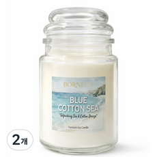보르넬리 천연 100% 소이왁스 캔들 냄새제거 향초, 2개, 200g, 블루 코튼 씨