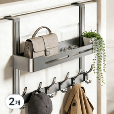 Briturn 무타공 선반 문걸이 도어행거, 12구(42cm), 2개