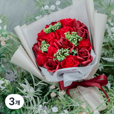 지오머스 꽃다발 비누꽃다발 조화 비누꽃 꽃, 3개, 레드