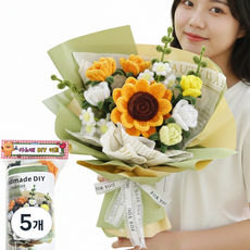 아느캐 모루 꽃다발 만들기 키트 입학식 졸업식 DIY 재료, 해바라기믹스, 5개