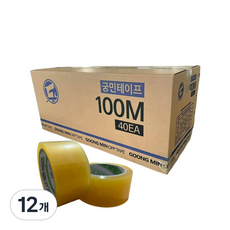 궁민 opp 박스 테이프 경포장 투명 포장용 100m, 12개