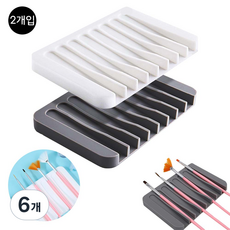 루베이 휴대용 붓 수납 거치대 부드럽고 세척 쉬움 굴러감 방지 서예/미술 교실/화실, 6개