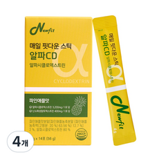 뉴핏 식약청인증 순도100% 미국산 알파cd 알파시클로덱스트린 파인애플 맛, 4개, 14회분