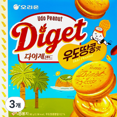오리온 다이제샌드 우도땅콩, 392g, 3개
