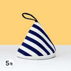 헤이까야 고깔 냄비손잡이 패브릭 주방장갑 냄비 뚜껑 꼬깔미니손잡이, 스트라이프-네이비, 5개