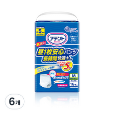 아텐토 장시간 쾌적 팬티형 성인용 기저귀 5회 흡수, 16개입, 6개, 중형