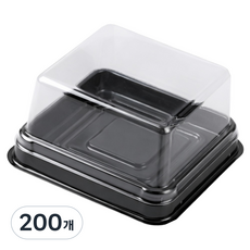 고이담100P 세트 투명 사각 화과자 월병 떡 두쫀쿠 포장 용기 PET 케이스, 200개, 사각 중형 블랙