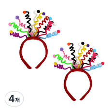 리빙듀오 파티 머리띠 인생네컷 소품 생일 할로윈 놀이공원, 4개, 파티뽀글 머리띠