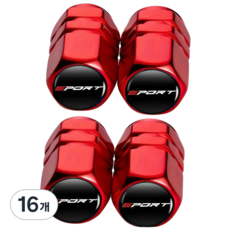 자동차 타이어캡 에어캡 밸브캡 원형 SPORT, SPORT-붉은색Red, 16개