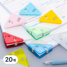 리빙릿 컬러 삼각 클립 사무용 미니 서류 문서 집게 페이퍼 바인더, 20개, 투명 옐로우