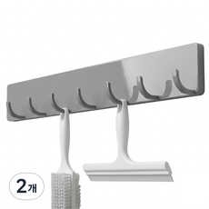 캄핏 무타공 걸이 접착식 벽걸이 후크 7구, 2개, 진그레이